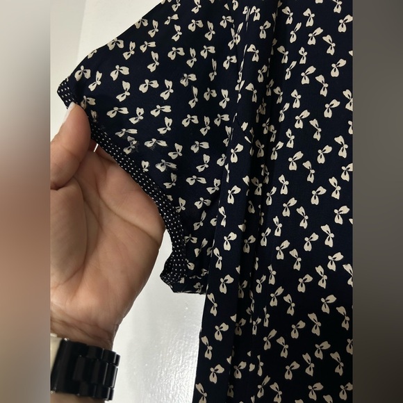 VTG Laundry by Shelli Segal Coquette Bow Blue & White Wrap Culotte Romper  Sz 12 - Picture 6 of 14